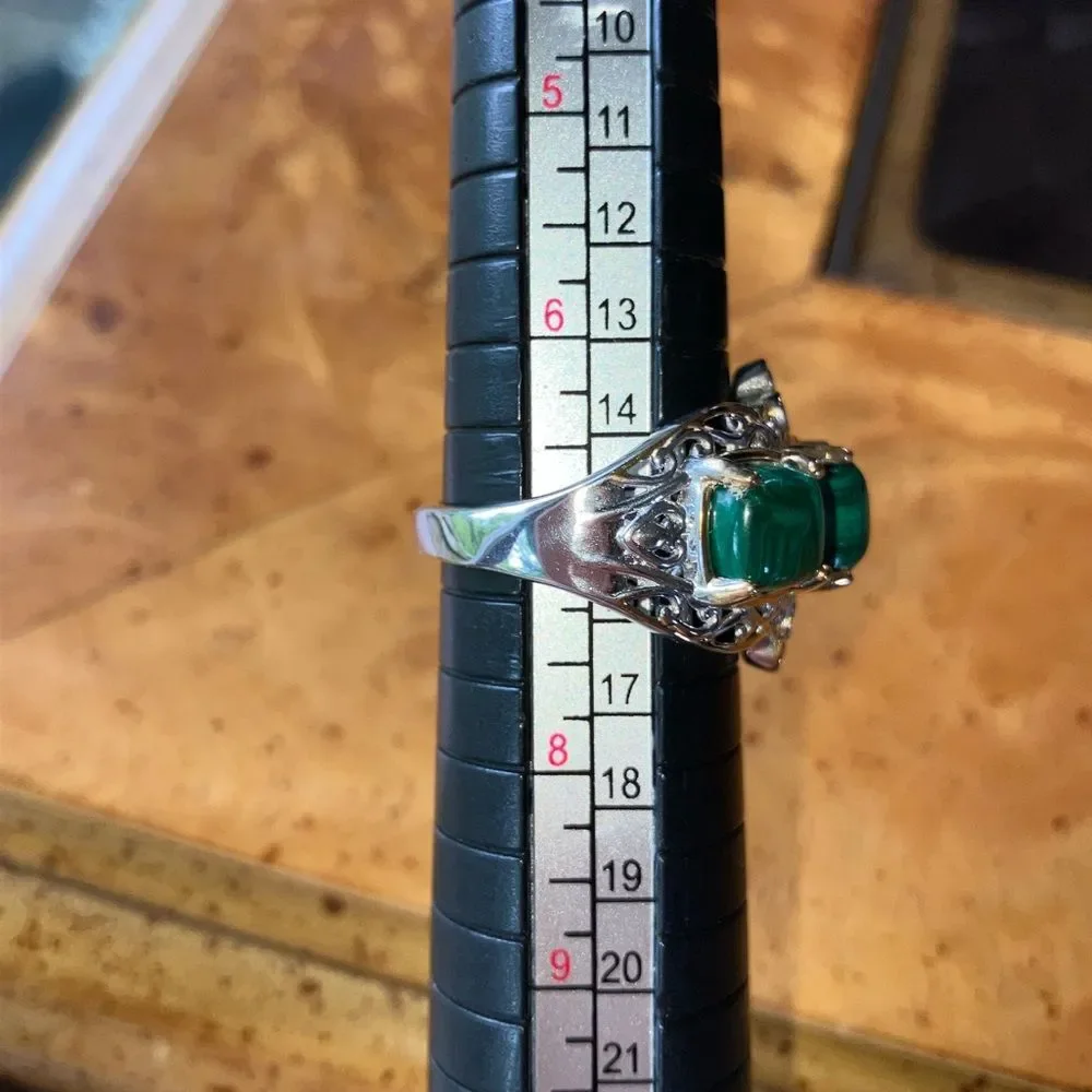 Natural Malachite Sterling Silver Ring Size 7